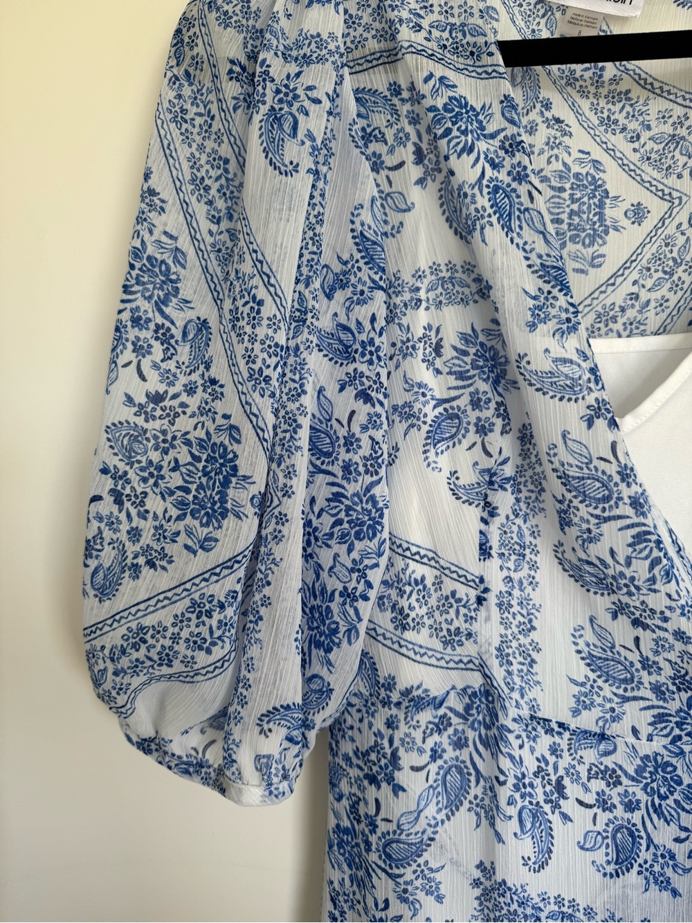 Calvin Klein Blue & White Paisley Wrap Maxi Dress - Picture 2 of 5